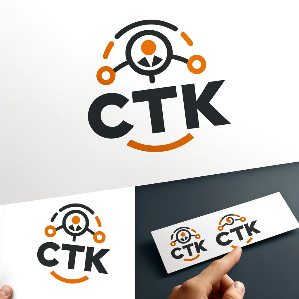 DALL·E 2023-11-29 11.15.52 - Design a logo for a digital agency using the letters CTK, with a clear emphasis on the agencys activity in easy client management. Create a design 