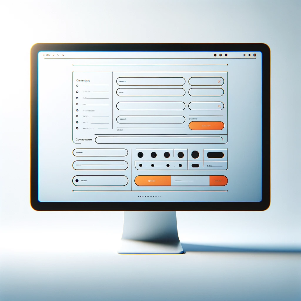 DALL·E 2023-12-18 13.47.14 - Design an image featuring a full-screen online form on a computer monitor, adhering to a very minimalist style with no textual elements. The backgroun